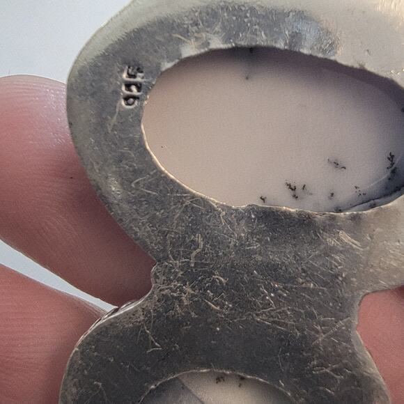 Necklace Pendants Dendritic Opal and Pearl Handmade Jewelry in Sterling Silver - Picture 9 of 10